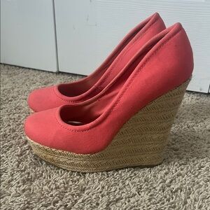 Madden Girl Pink and Tan Wedge Heels